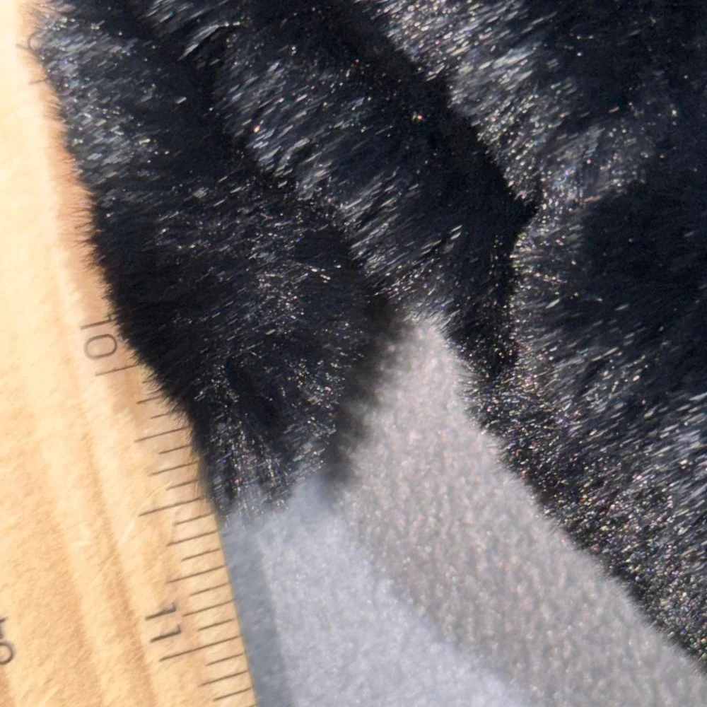Black Faux Fur Cropped Large Jacket Mob Wife Goth Glam Aesthetic Luxury Baddie